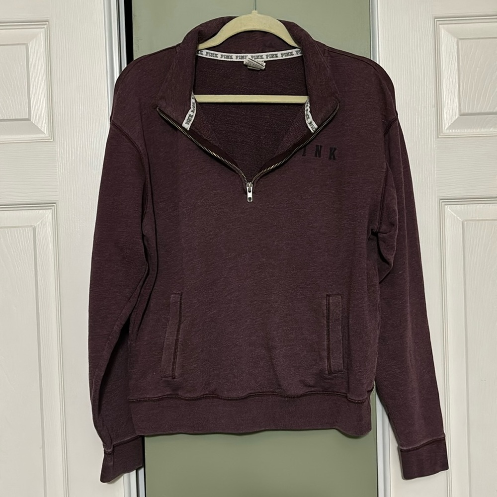 Victoria’s Secret PINK Quarter Zip Sweater, Size Medium, Good Used Condition!